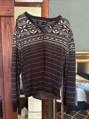Ralph Lauren Double RL Black and White Fair Isle Crewneck Sweater